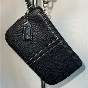 Coach Black Pebbled Leather Wristlet